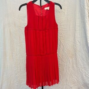 LOFT Red Pleated Dress - Size 4